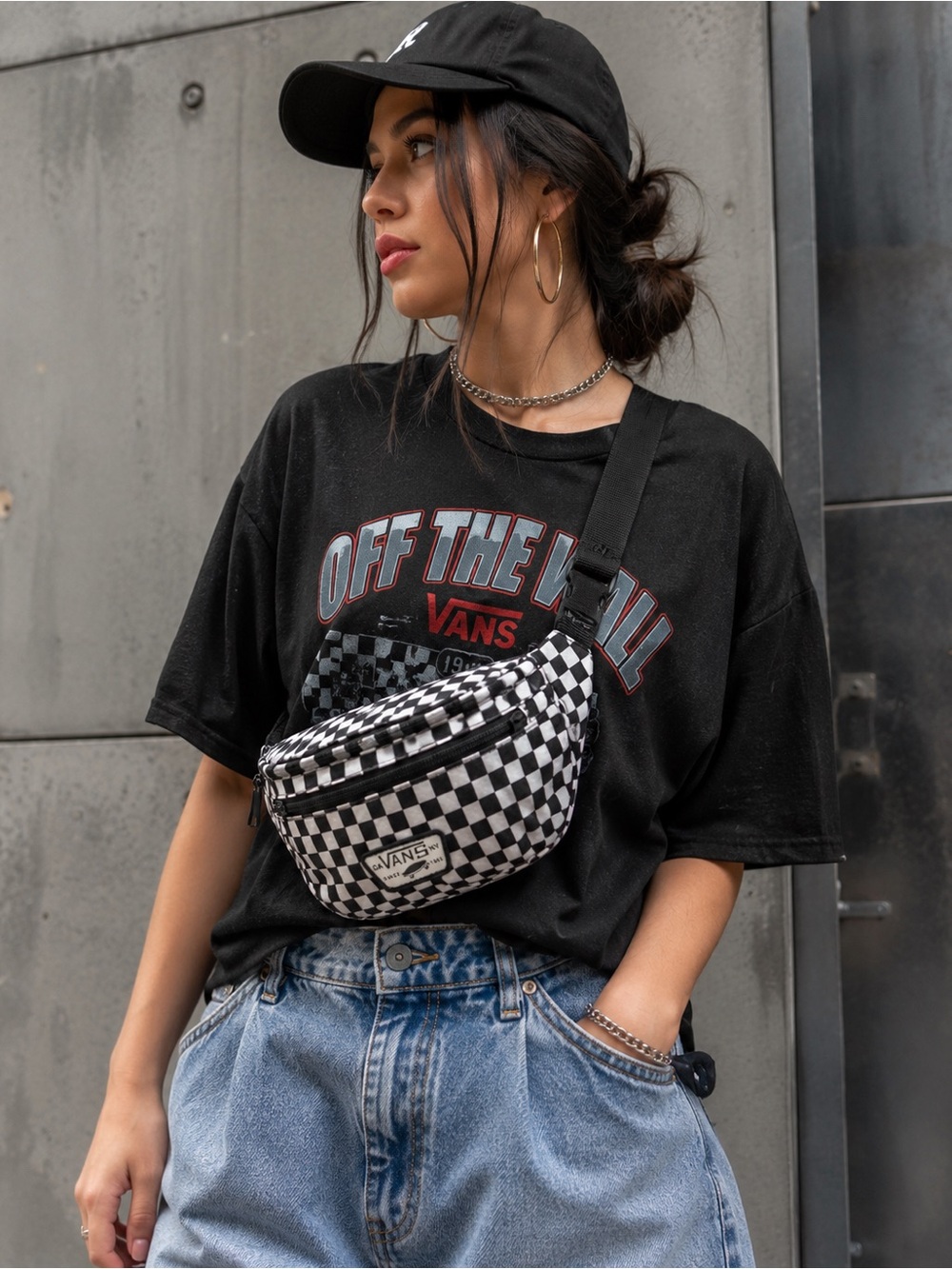 Vans Ward Black White Checkerboard Fanny Pack Waist Bag